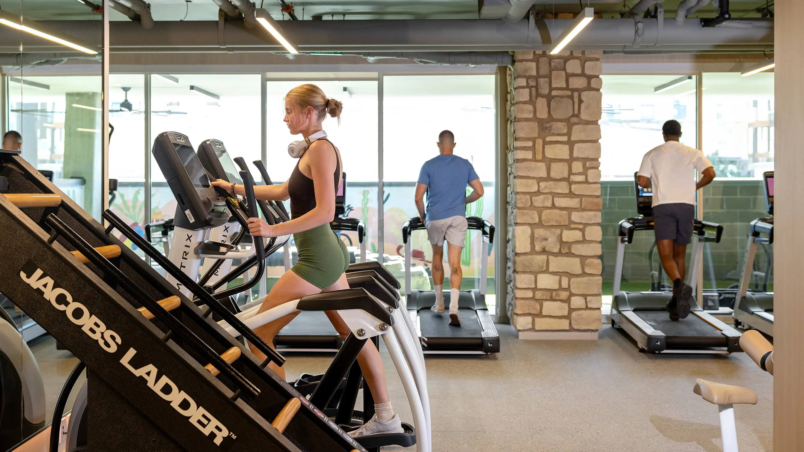 residents working out in a fitness center