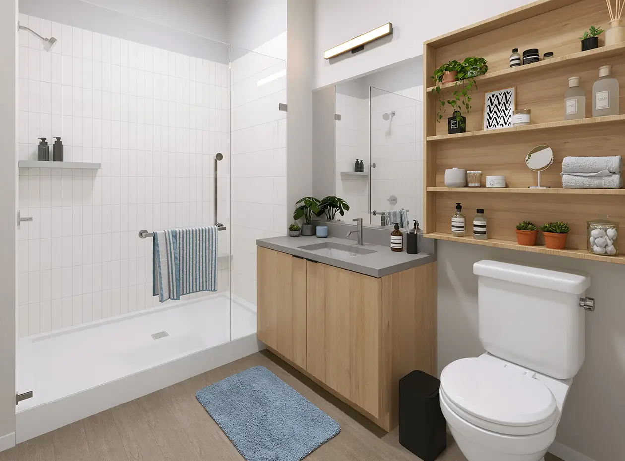 bathroom with a step in shower