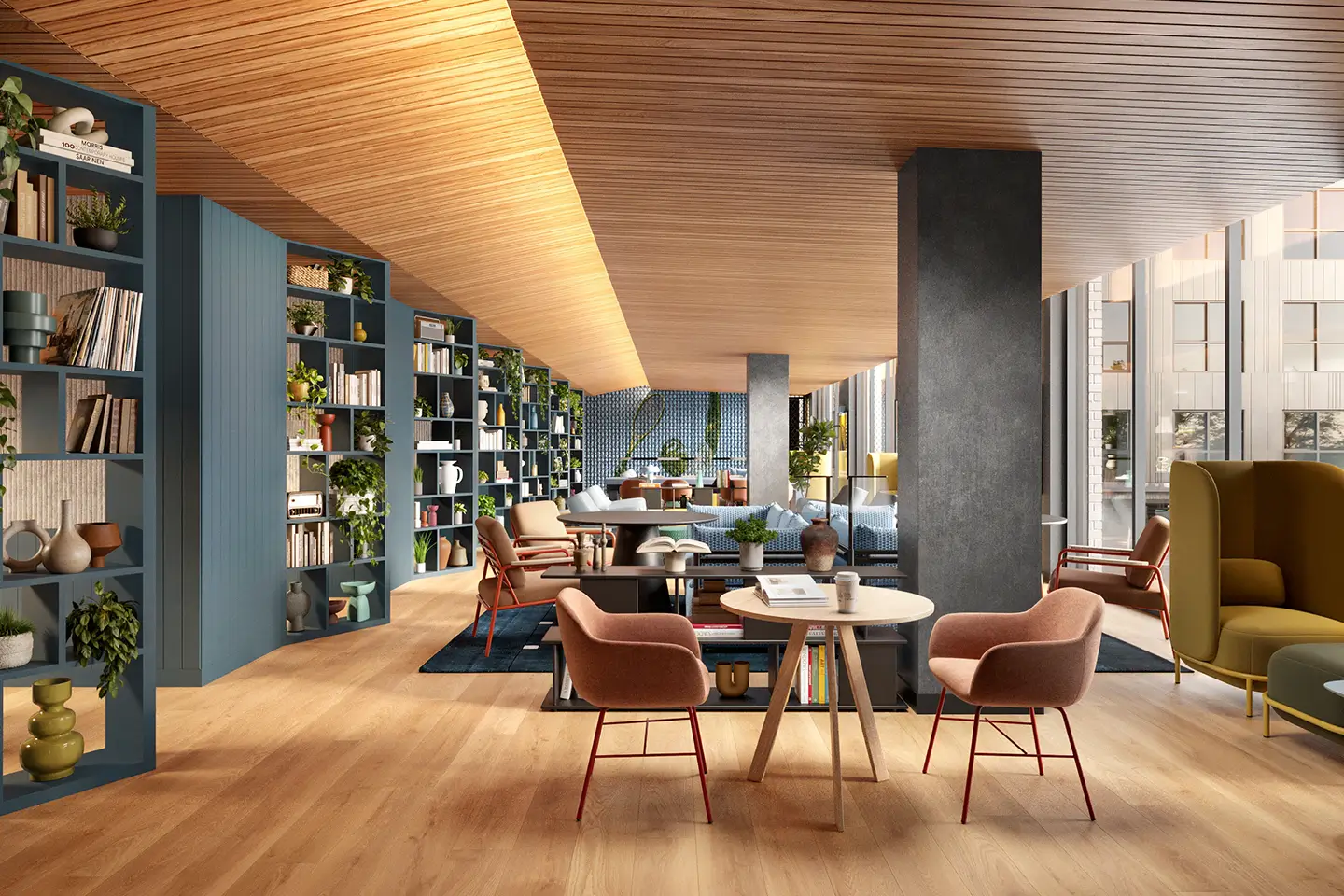 apartment common area with lots of seating
