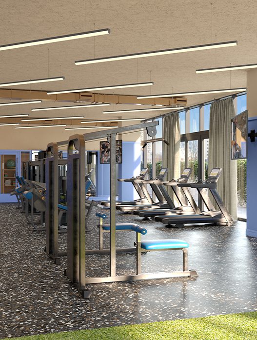 Gym with fitness equipment