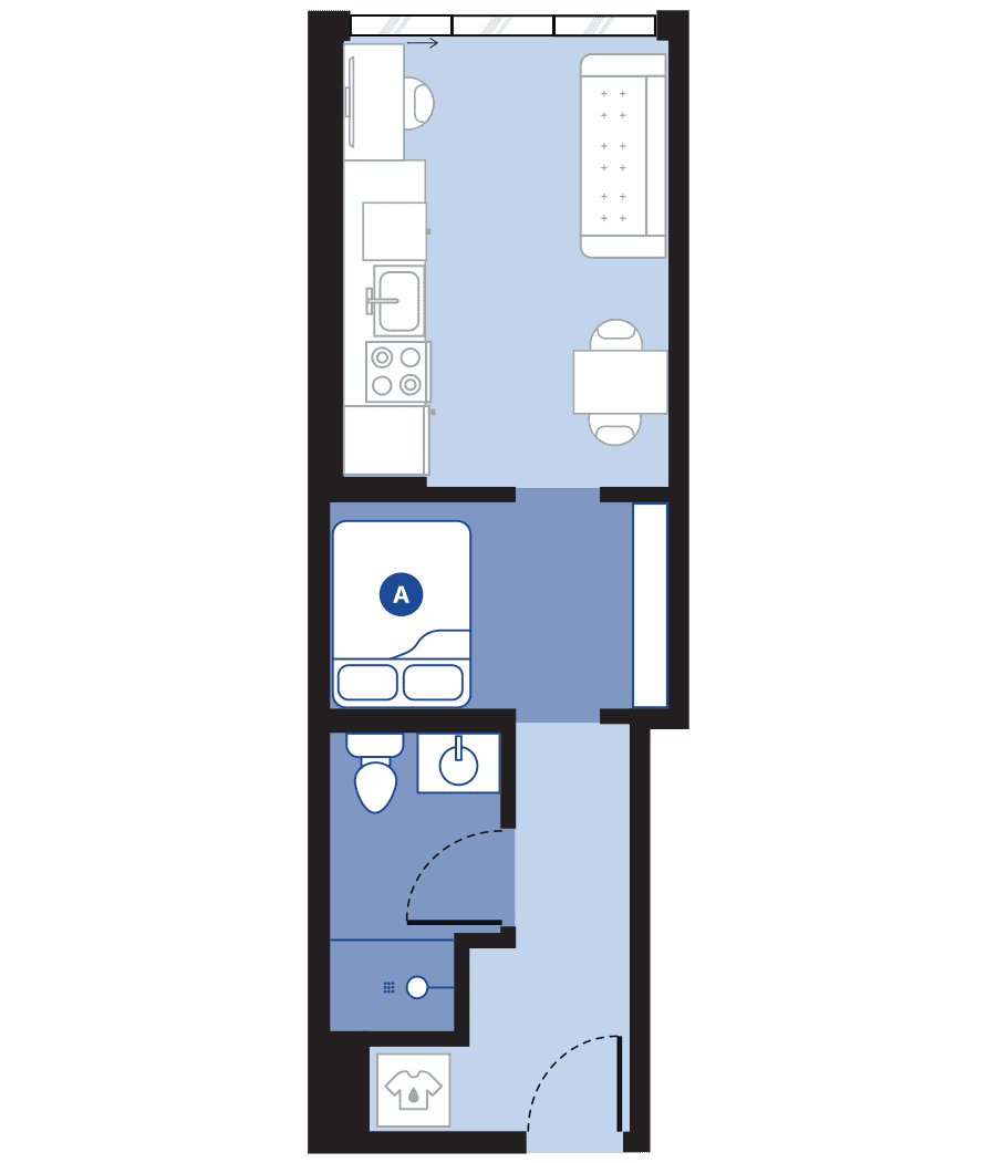 Rendering for 1x1A floor plan