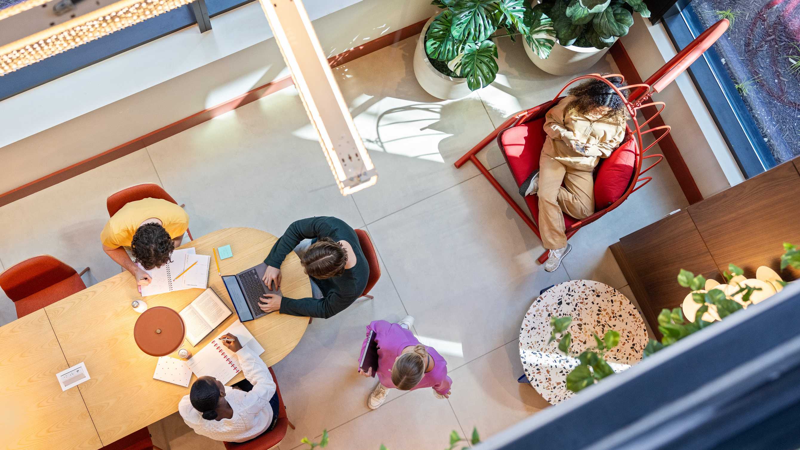 Aerial view of a lounge seating area