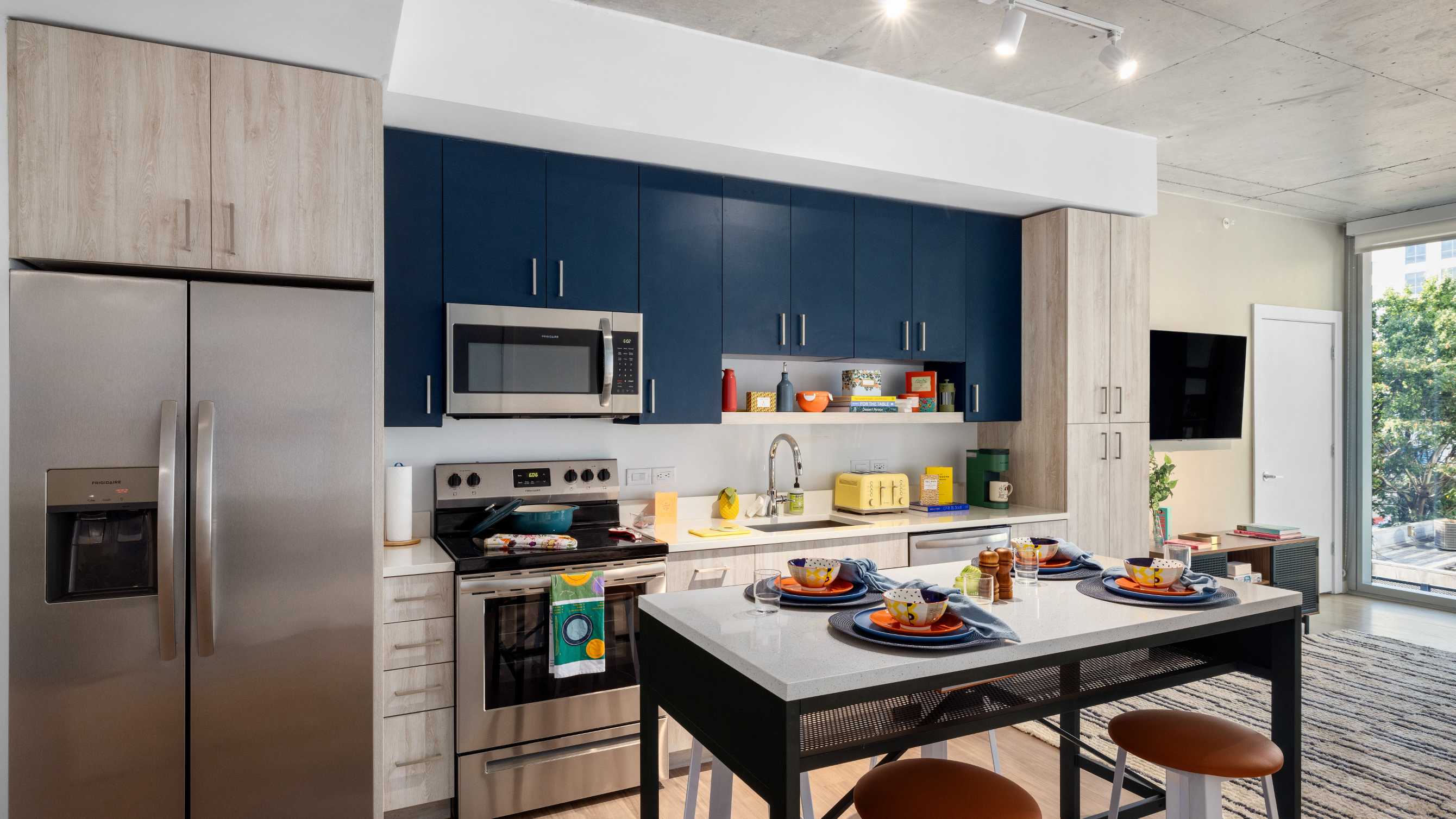 A kitchen with modern appliances