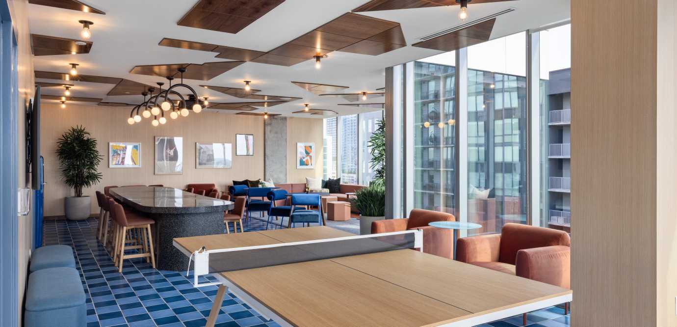 A clubroom with table tennis