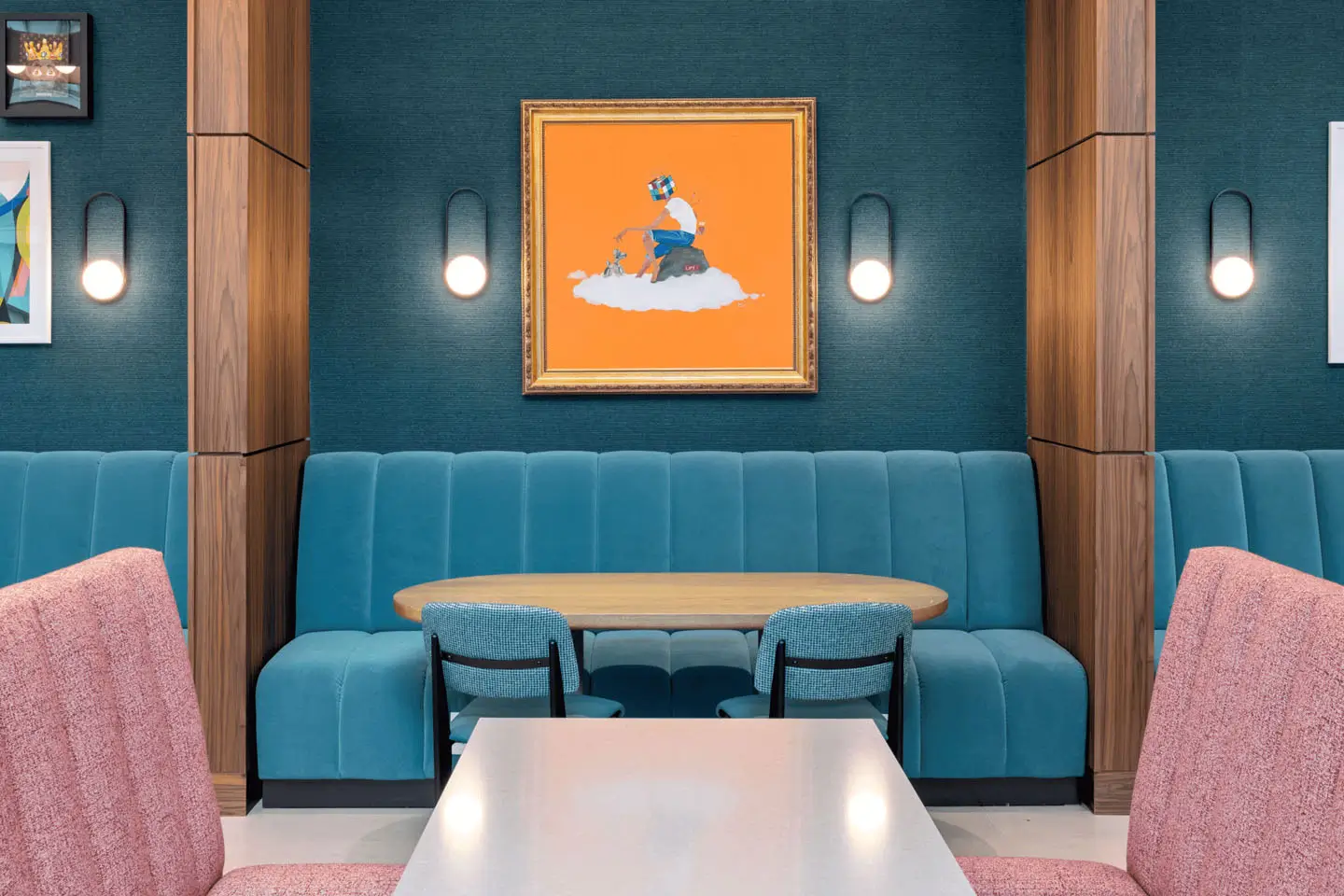 study lounge with booth seating