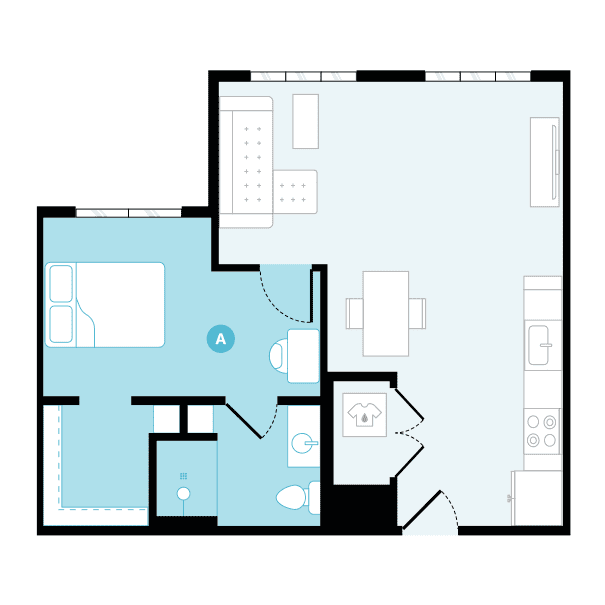 Rendering for 1x1 C floor plan