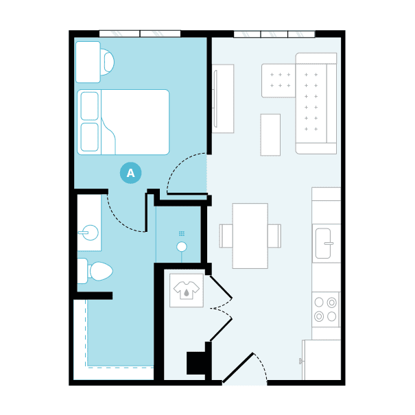 Rendering for 1x1 A floor plan