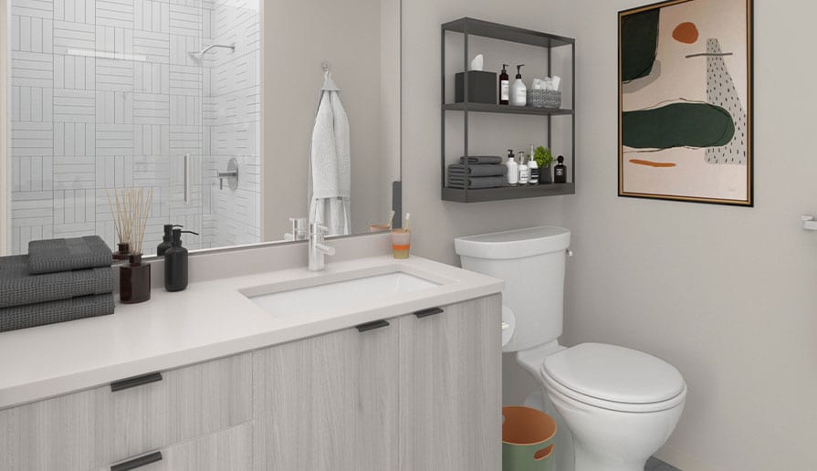 Bathroom Rendering At Hub Blacksburg