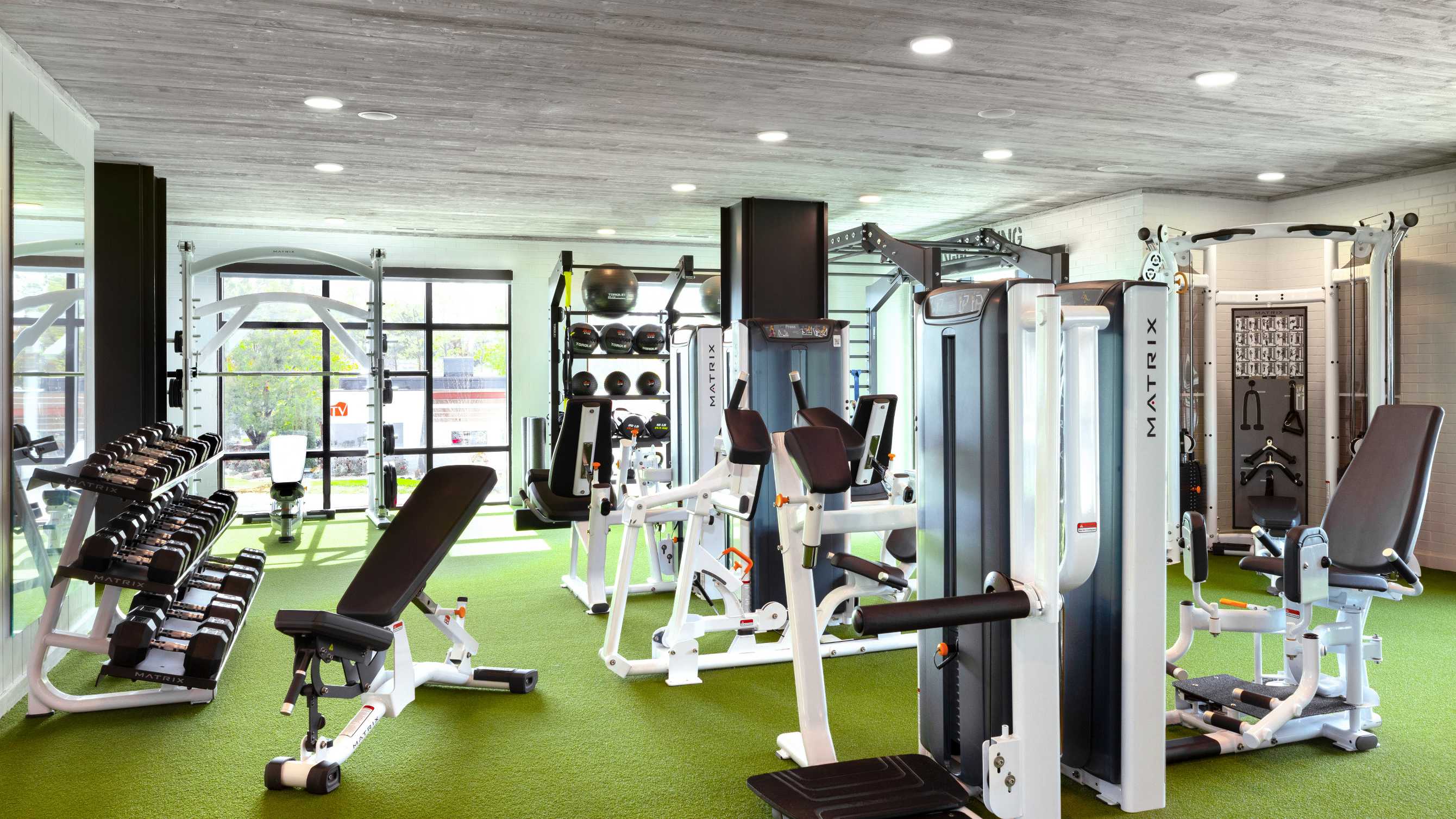 Fitness center with exercise equipment