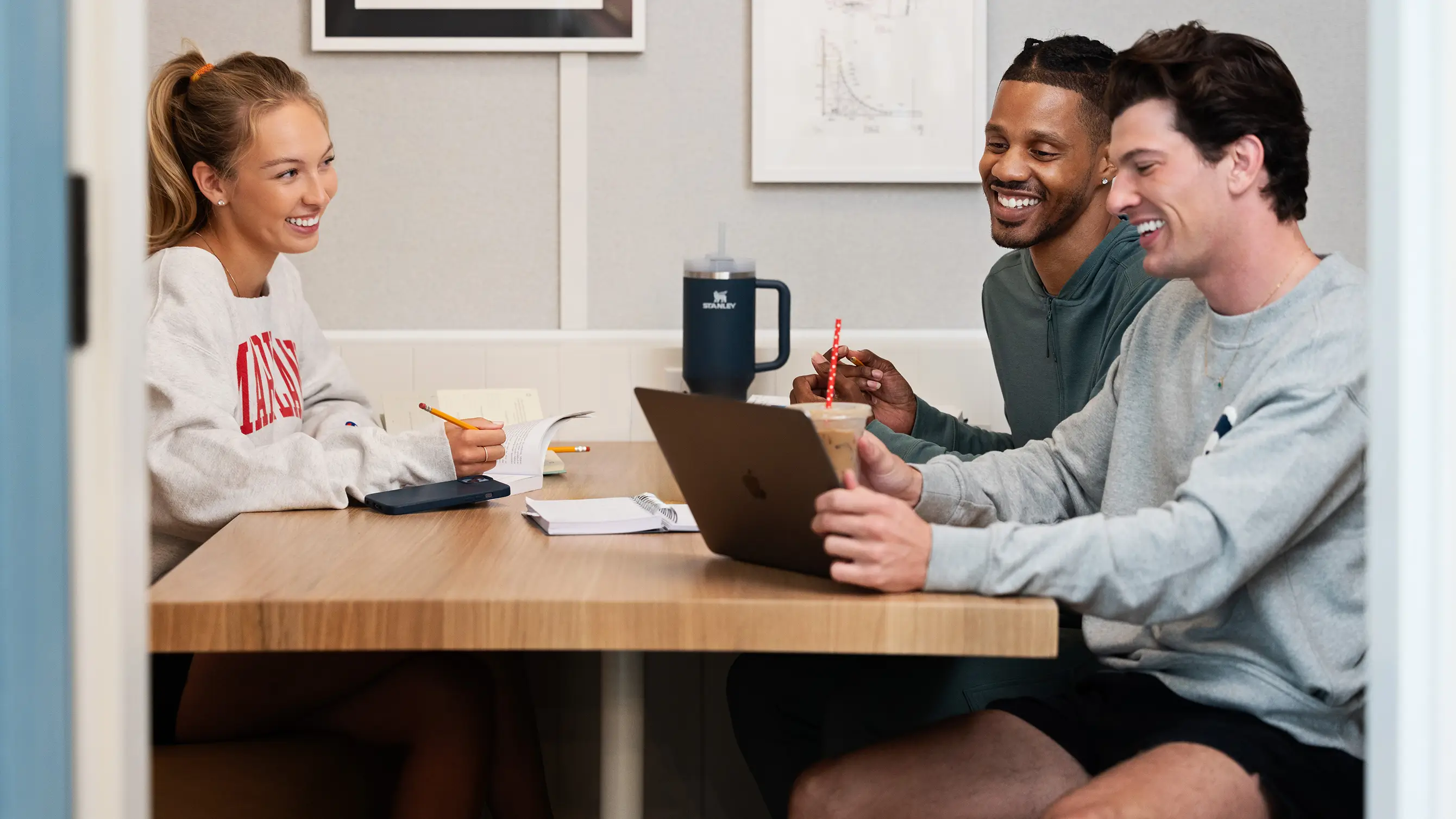 a group of friends studying together