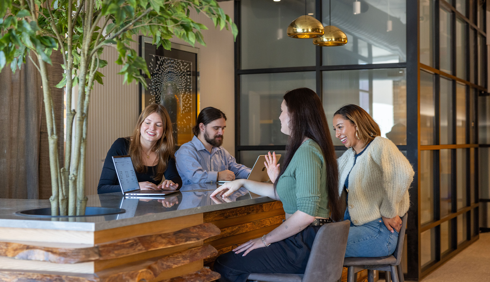 a group of people in a meeting