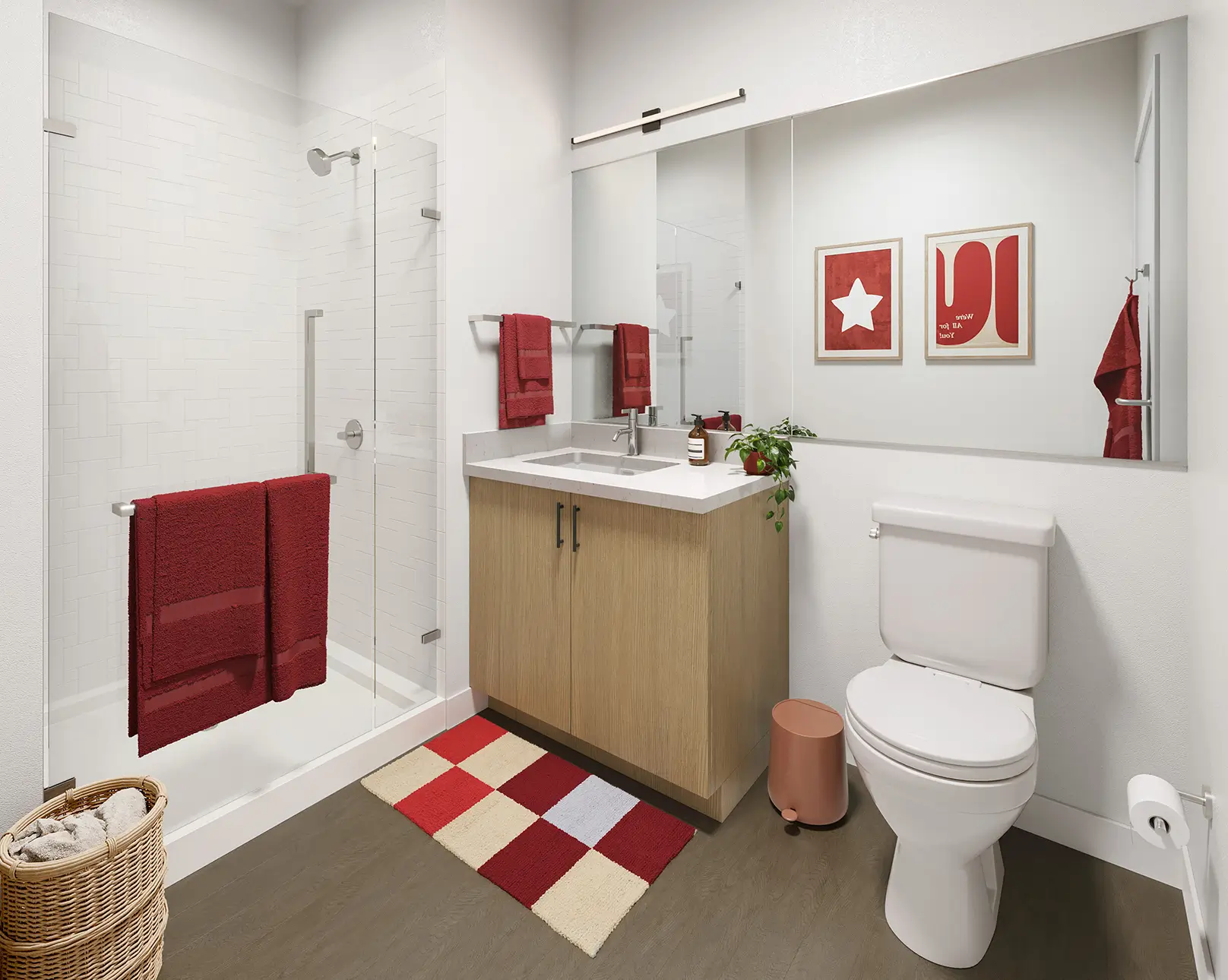 bathroom with step in shower