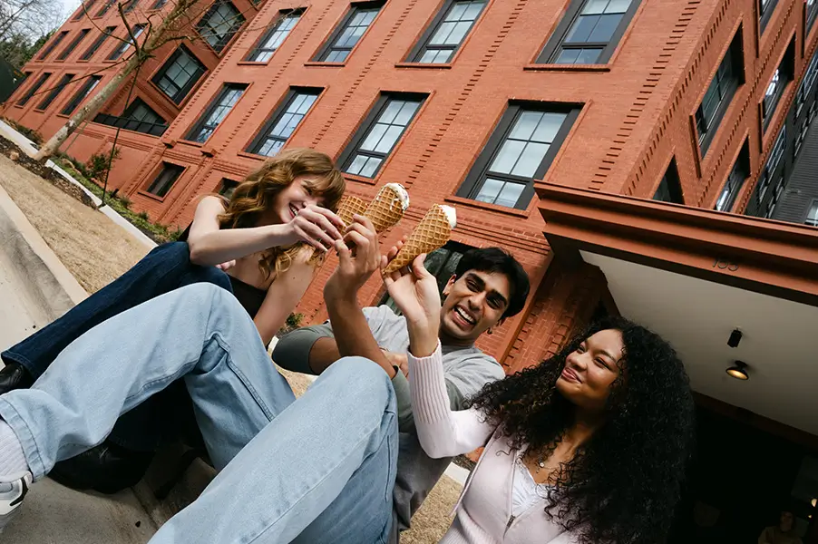 young adults enjoying ice cream