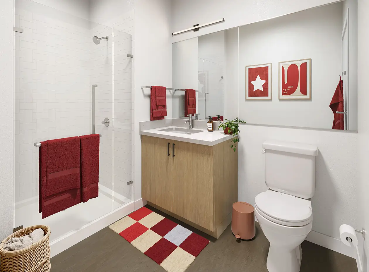 bathroom with a walk in shower
