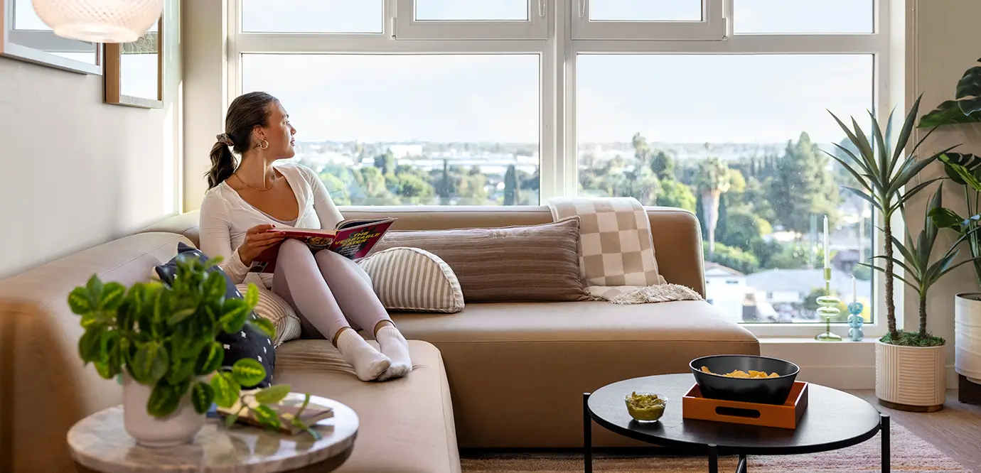 young woman relaxing on the couch