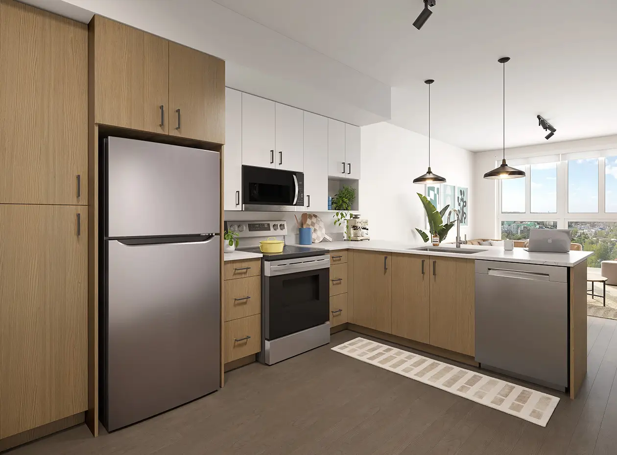 kitchen and living space