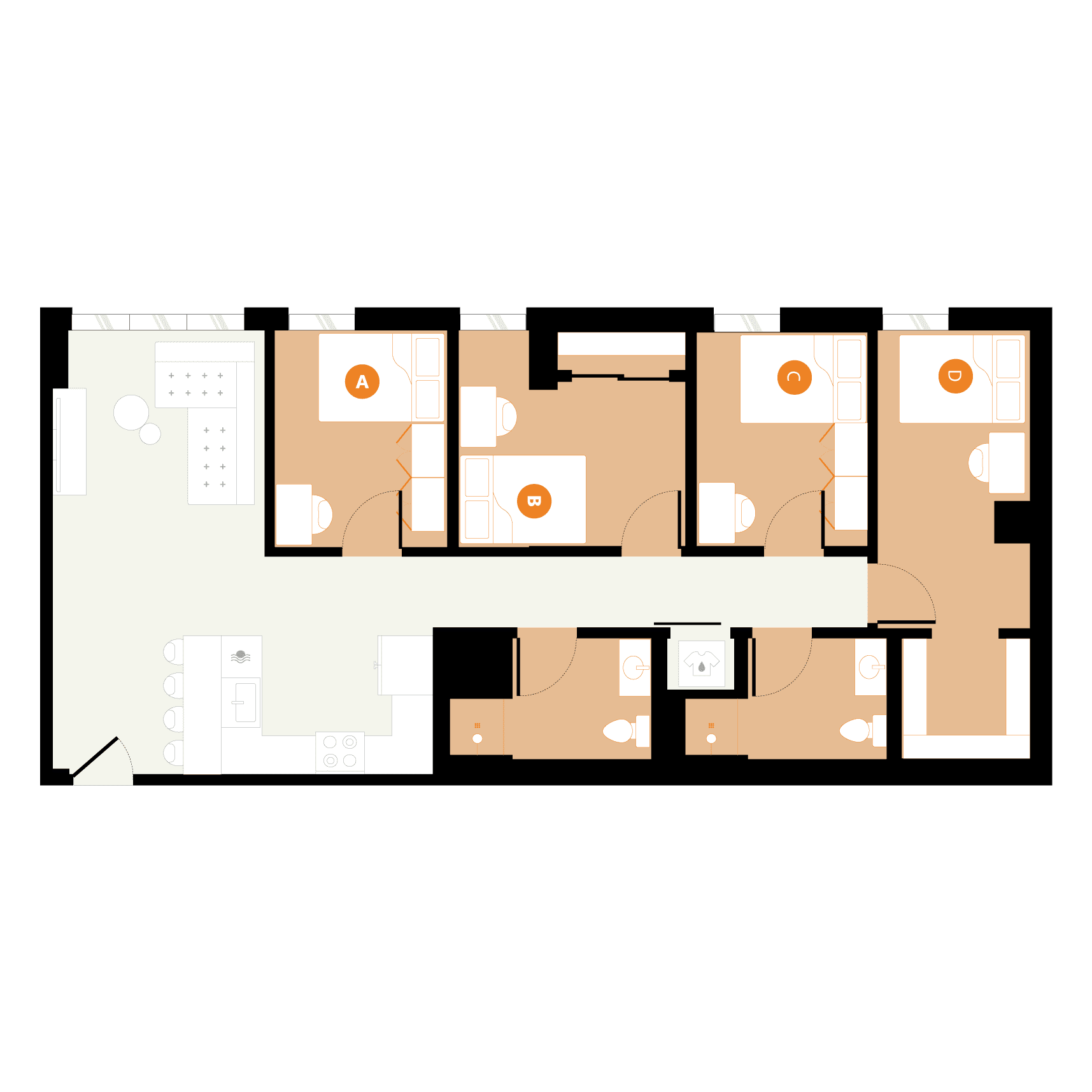 Rendering for 4x2 B floor plan