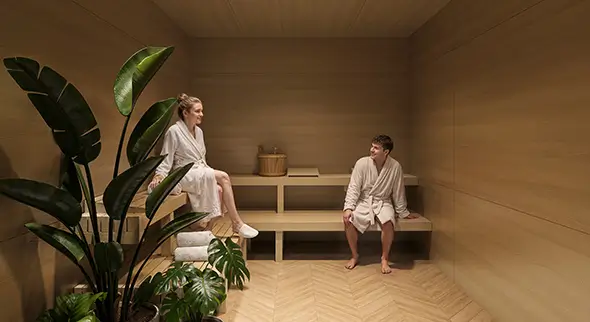 residents inside a sauna