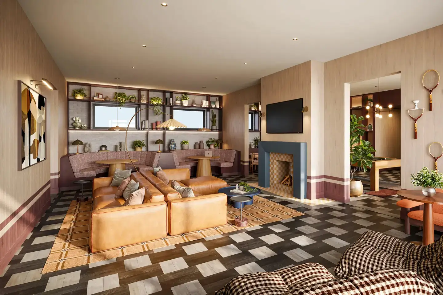 lounge with comfortable couches