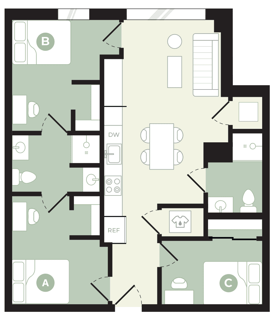 Rendering for 3x2A floor plan