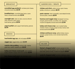 new here coffee menu