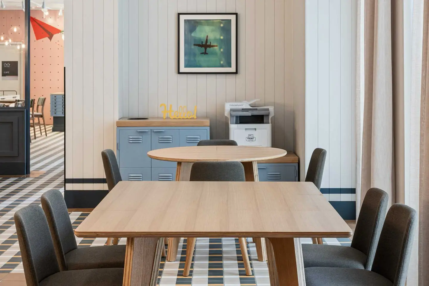 study room with a printer