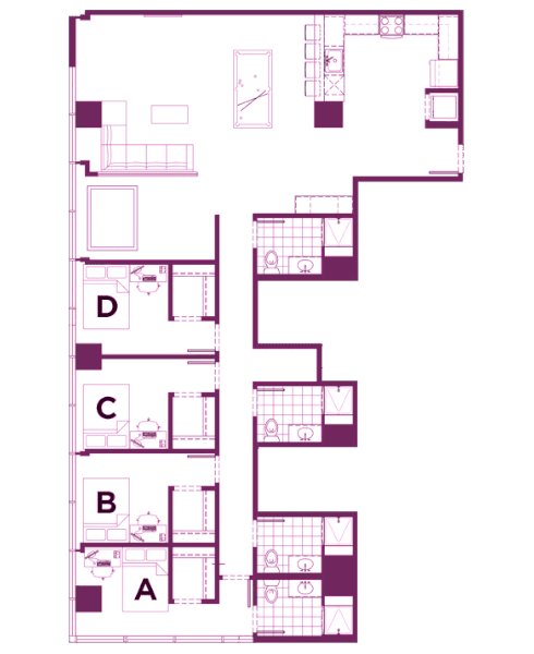 Rendering for 4x4 C floor plan