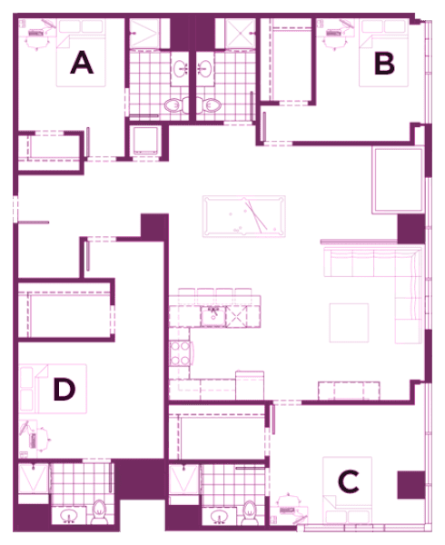 Rendering for 4x4 D floor plan