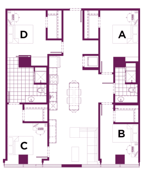 Rendering for 4x2 floor plan