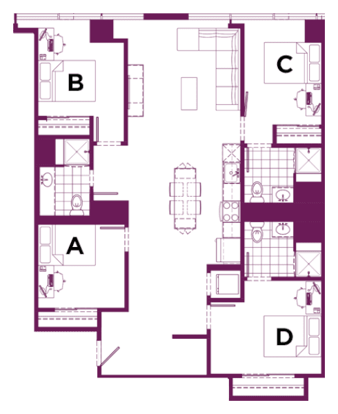 Rendering for 4x3 C floor plan
