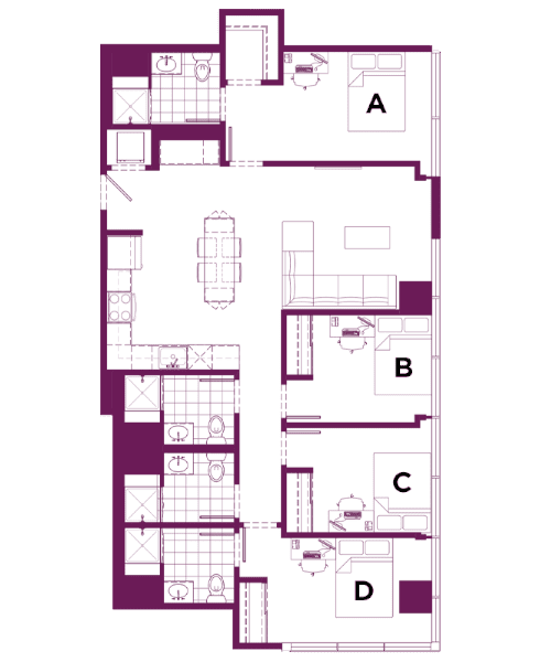 Rendering for 4x4 A floor plan