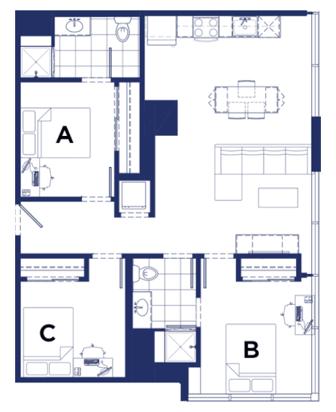 Rendering for 3x2 A floor plan