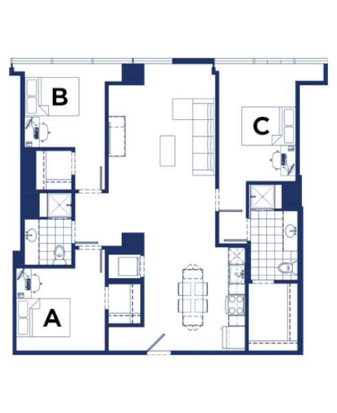 Rendering for 3x2 C floor plan