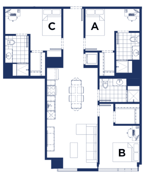 Rendering for 3x3 A floor plan