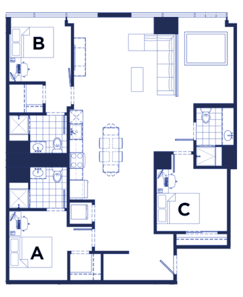 Rendering for 3x3 D floor plan