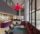 Lobby room with a pink chandelier