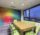 Study room with a rainbow wall