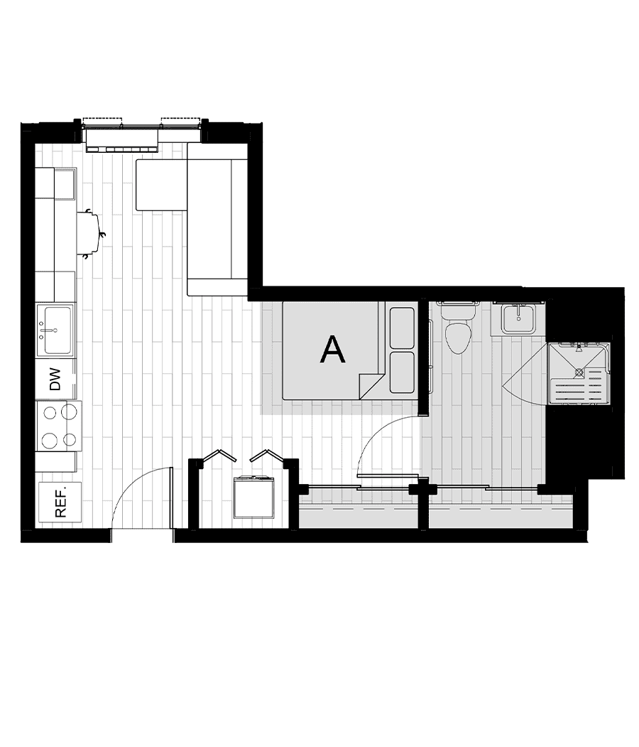 Rendering for Studio C floor plan
