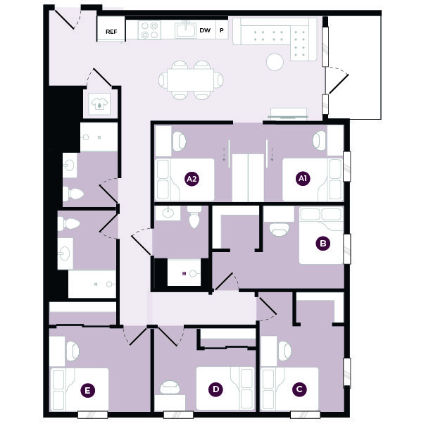5x3 Layout Apartment Floor Plans | Hub LA Figueroa