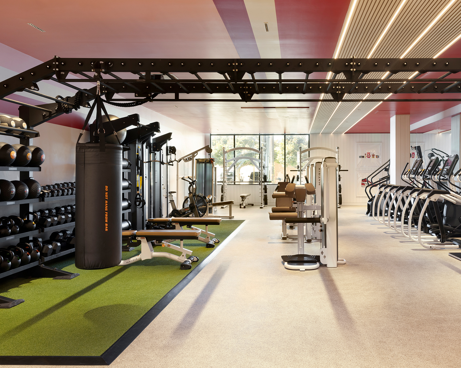 A fitness center with exercise equipment
