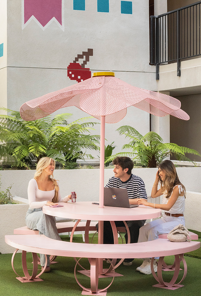 Friends studying outside together