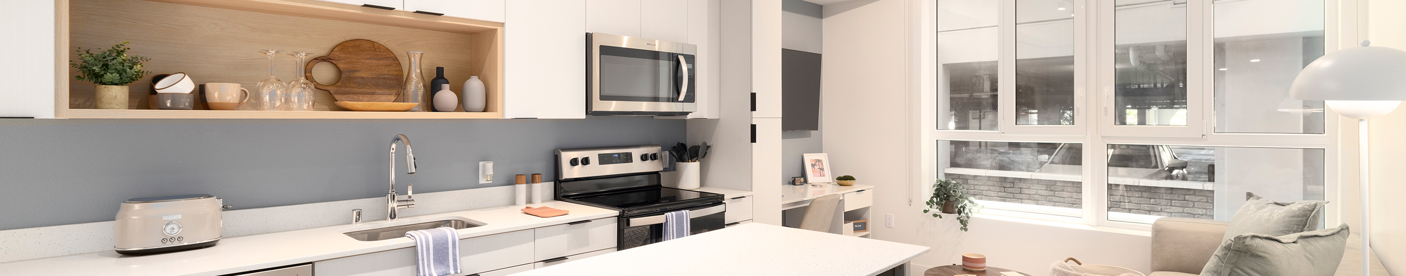 A kitchen with stainless steel appliances