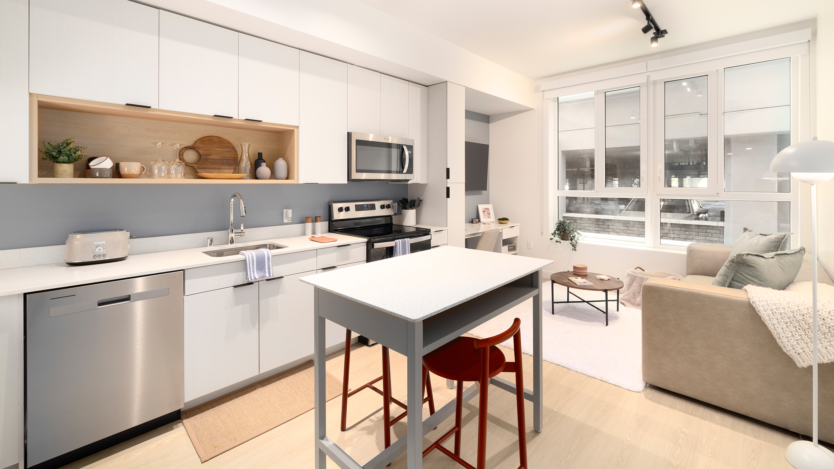 A kitchen with modern appliances