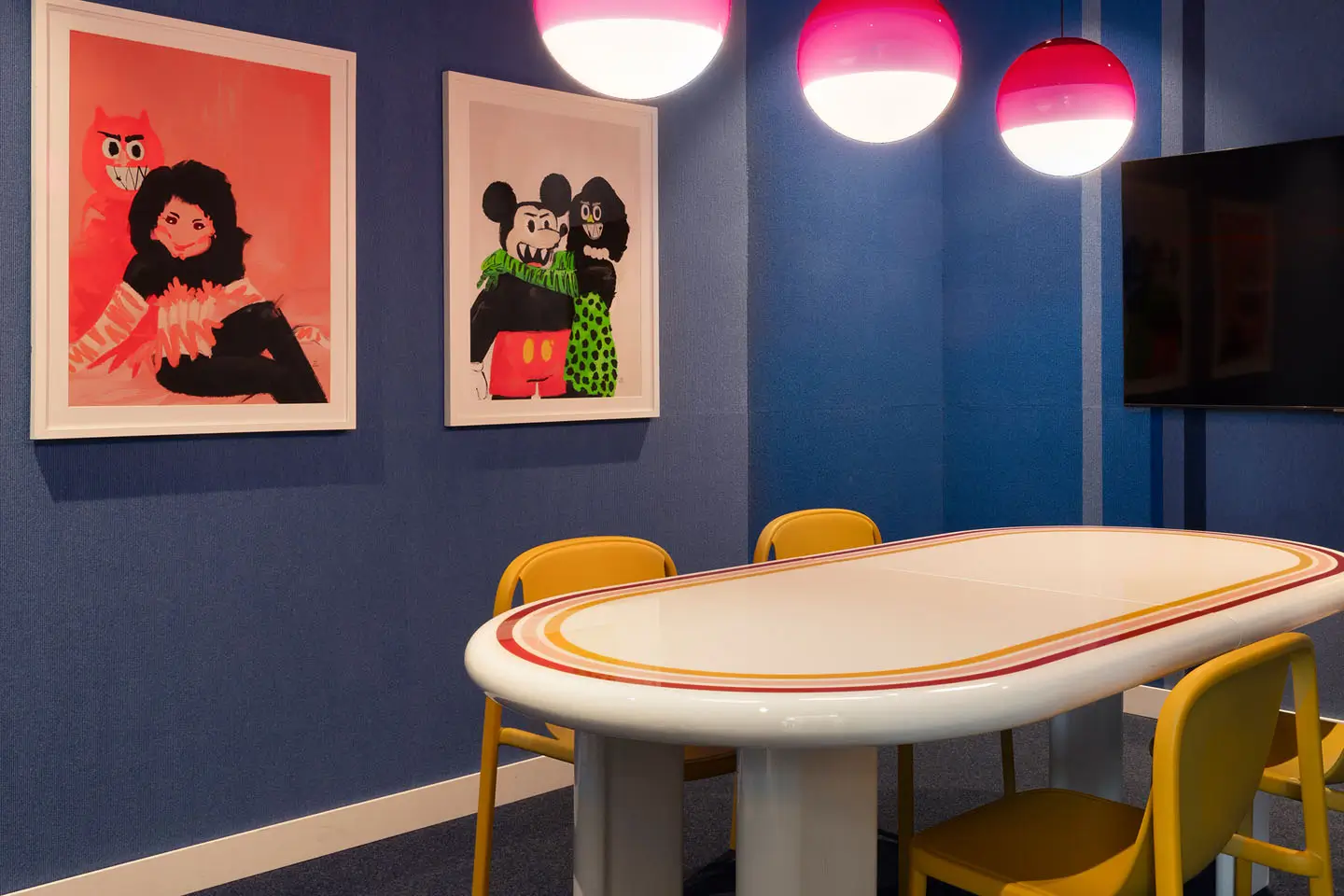 study room with a TV