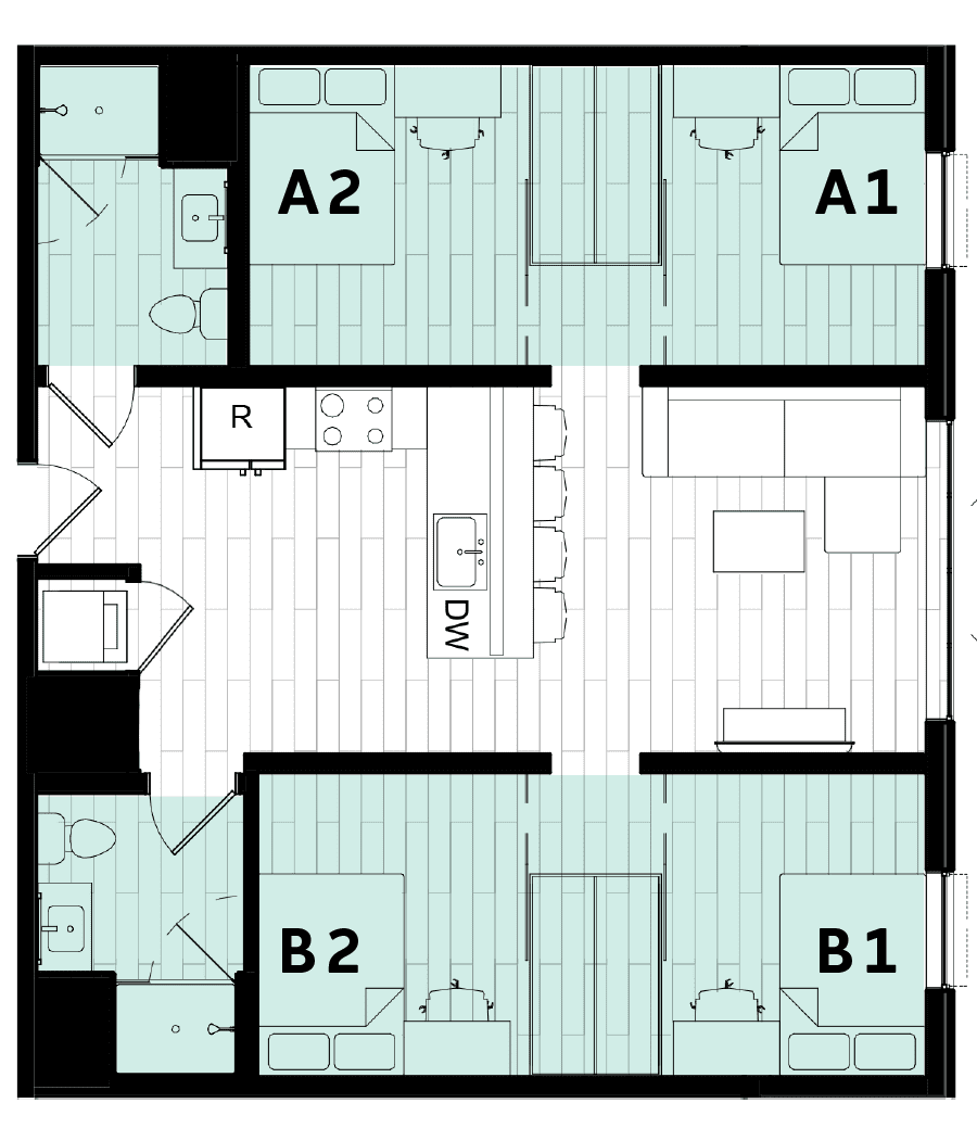 Rendering for 2x2 F floor plan