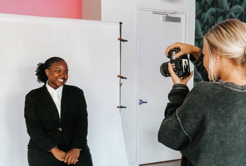 Student Taking Professional Headshot