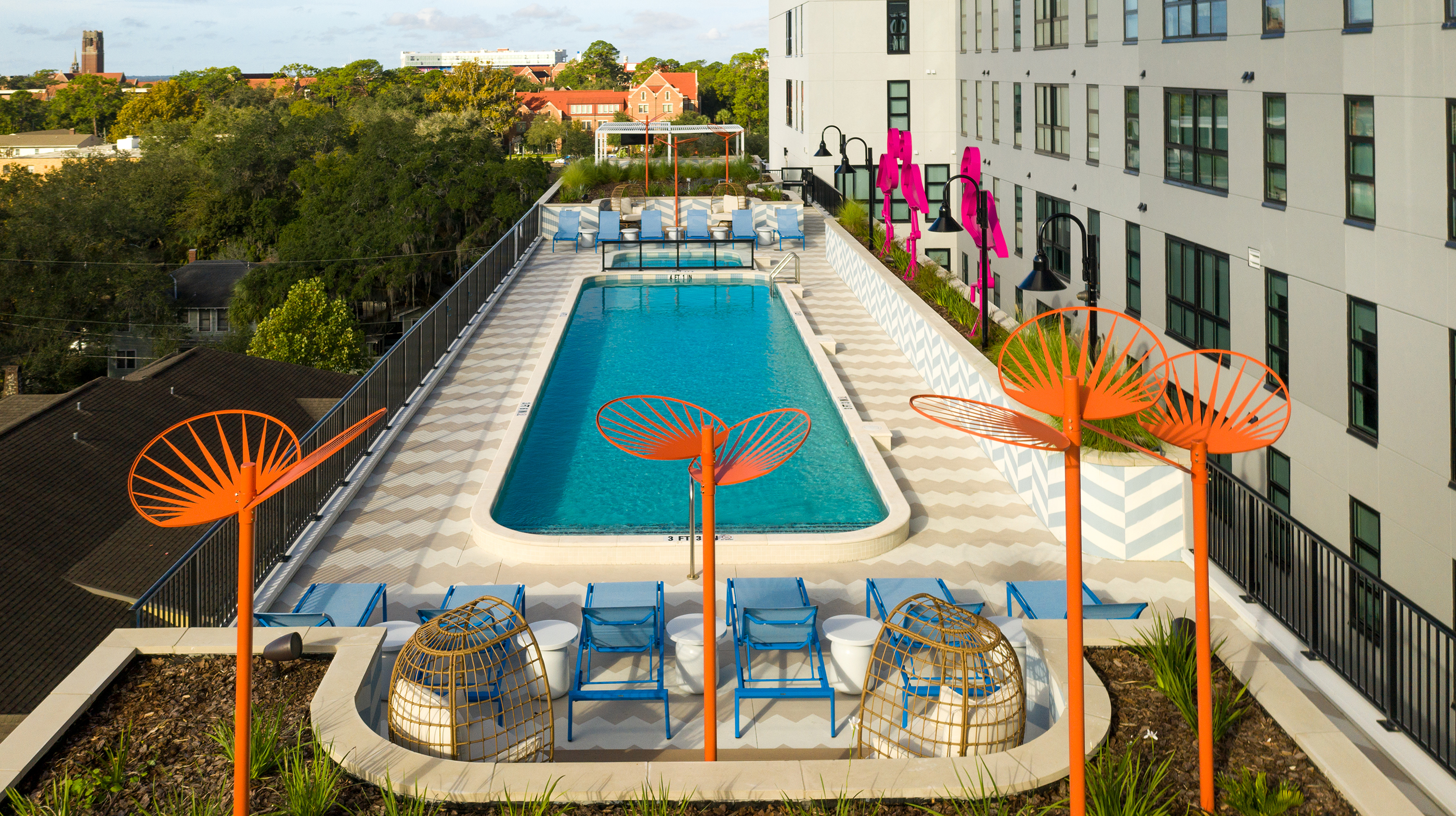 A resort-style swimming pool