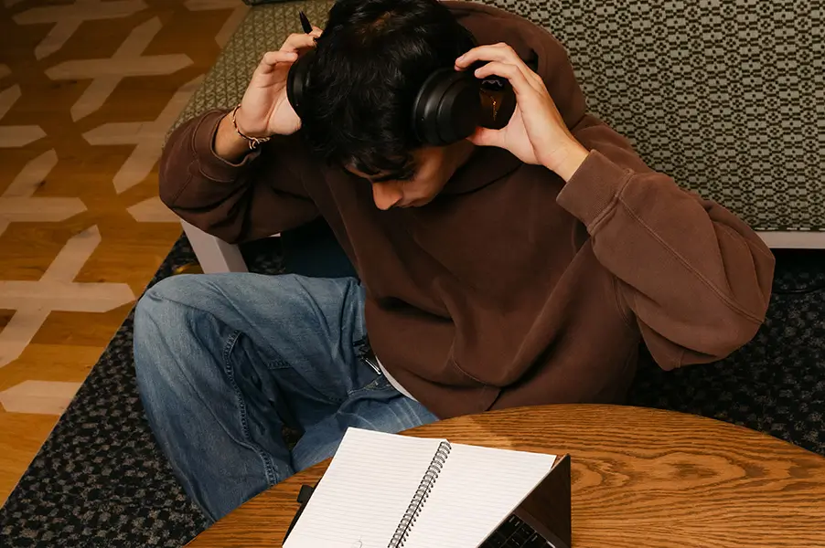 Student with headphones