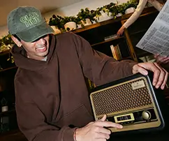 Student with radio