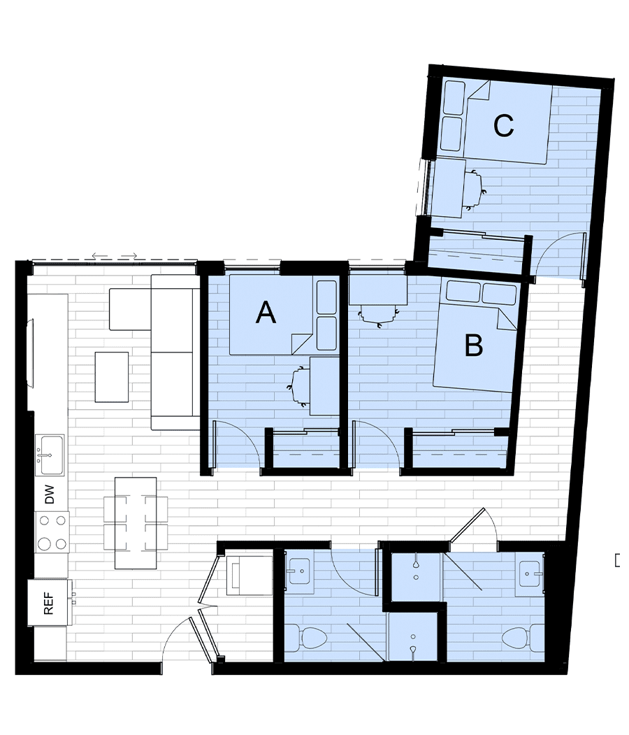 Rendering for 3x2 floor plan